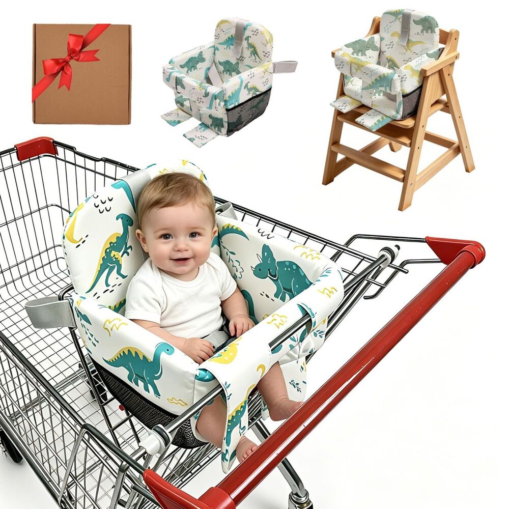 NEW Baby Shopping Cart & High Chair Cover Cute Dinosaur Pattern 3-in-1 Padded